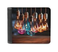 VstaDank A String of Colored Light Bulbs Wallet PU Leather Wallet Credit Card Holder Extra Capacity Bifold Wallets for Men Women Fashion Wallets