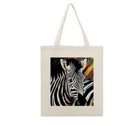 VstaDank Abstract Animal Zebra Canvas Tote Bag Reusable Grocery Shopping Bags with Handle Big Capacity Shoulder Bag Economical Cotton Totes with Interior Pocket for Women 16x13 Inch