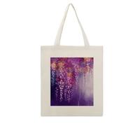 VstaDank Abstract Purple Weeping Flower1 Canvas Tote Bag with Handles Extremely Sturdy Reusable Shopping Bag Lightweight Foldable Cotton Cloth Grocery Bags Magic Aesthetic Tote Bag for Women Travel