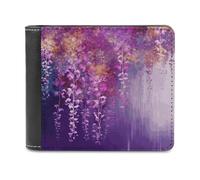 VstaDank Abstract Purple Weeping Flower1 Wallet PU Leather Wallet Credit Card Holder Extra Capacity Bifold Wallets for Men Women Fashion Wallets