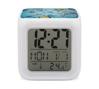VstaDank Abstraction Biology Chemistry Alarm Clock with 7 Color Changing Night Light Date Temp Display Wake Clocks LED Display Digital Clock Electric Desk Clocks for Living Office Bedroom Decor