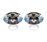 VstaDank Adorable Schnauzer Cabinet Knobs Round Wardrobe Pulls Simple Drawer Handles with Screw Aluminum Alloy Closet Door Pull Modern Cabinet Hardware for Dresser Drawers 2 Pack