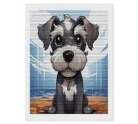 VstaDank Adorable Schnauzer Diamond Painting Kits Full Drill for Adults Round Paint with Diamond Pictures Gem Art DIY Personalized Diamonds Art Photo Wall Art for Living Room Decor Gift