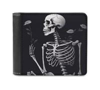 VstaDank Aesthetic Skeleton Wallet PU Leather Wallet Credit Card Holder Extra Capacity Bifold Wallets for Men Women Fashion Wallets
