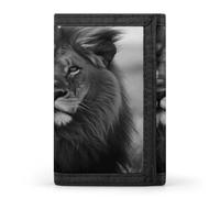 VstaDank African Lion Black And White Wallet for Men Women Stylish Trifold Wallet Slim Minimalist Front Pocket Outdoor Sports Wallets Cards Purse