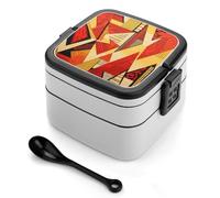 VstaDank African Style Prints Double-Layer Bento Lunch Box with Spoon 1000ML Leak-Proof Lunch Box for Men And Women Lunchbox with Handle Lunch Container Reusable Lunch Container for Office