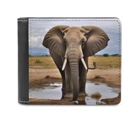 VstaDank African Wild Animals Elephant Wallet PU Leather Wallet Credit Card Holder Extra Capacity Bifold Wallets for Men Women Fashion Wallets