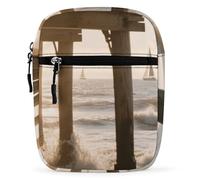 VstaDank Afternoon at The Beach Crossbody Bag Unisex,Sling Bag with Adjustable Strap And Zip,Shoulder Bags for Work Travel