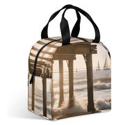 VstaDank Afternoon at The Beach Lunch Bag Insulation Up,Cooler Bag with Storage Pocket,Lunch Box for Reusable Easy to Fold
