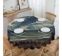 VstaDank Alaska Mountains Round Tablecloth 60 Inch Easy to Clean Circle Table Cover Thick Decorative Round Polyester Table Cloth for Dining Kitchen Party Farmhouse Outdoor