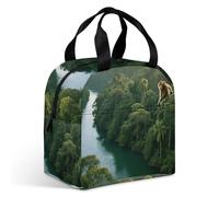 VstaDank Amazon Rainforest Lunch Bag Insulation Up,Cooler Bag with Storage Pocket,Lunch Box for Reusable Easy to Fold