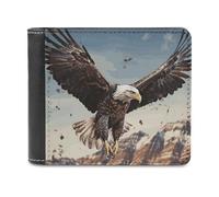 VstaDank An Eagle Flies Over Leather Wallet for Men Bifold Wallet Stylish Slim Front Pocket Wallets Credit Card Holder Cash Purse
