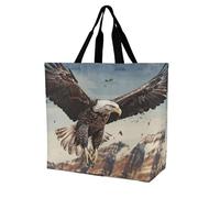 VstaDank An Eagle Flies Over Reusable Grocery Bags Multipurpose Large Shopping Bags Heavy Duty Foldable Tote Bag with Handles Shoulder Bag for Work Beach Travel And Shopping Grocery