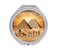 VstaDank Ancient Egypt Travel Makeup Mirror Cute Compact Mirror for Women 1X/2X Magnifying Metal Pocket Makeup Mirrors Folding Round Makeup Mirrors for Handbag Wallet & Gift