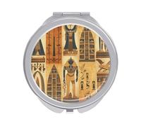 VstaDank Ancient Egypt Tribe Series Compact Mirror for Purses Round Fashion Travel Makeup Mirror 2X /1x Magnifying Double Sides Mini Mirrors Portable Pocket Mirrors for Handbag Purse Women Gift