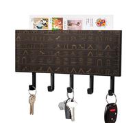 VstaDank Ancient Egyptian Hieroglyph Key Holder for Wall Key Holder Wall Mount Adhesive with Mail Organizer Tray Adhesive Metal Key Rack with 5 Hooks Hanger PU Leather Key Hanger for Entryway