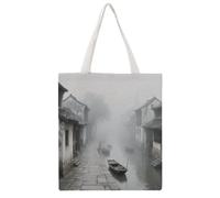 VstaDank Ancient Town Shopping Bags Canvas Tote Bag Beach Bag