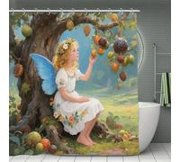 VstaDank Ancient Tree Flower Fairy Shower Curtain Waterproof Bathroom Shower Curtain with C Type Hooks Soft Lightweight Shower Curtains Liner Washable Polyester Cloth Shower Liner 71x71 Inch