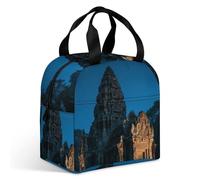 VstaDank Angkor Wat Lunch Bag Insulation Up,Cooler Bag with Storage Pocket,Lunch Box for Reusable Easy to Fold