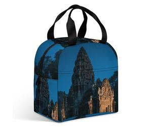 VstaDank Angkor Wat Lunch Bag Insulation Up,Cooler Bag with Storage Pocket,Lunch Box for Reusable Easy to Fold