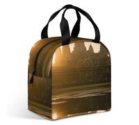 VstaDank Angkor Wat Ruins Lunch Bag Insulation Up,Cooler Bag with Storage Pocket,Lunch Box for Reusable Easy to Fold