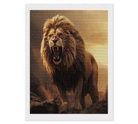 VstaDank Angry Roaring Lion Diamond Painting Kits Full Drill for Adults Round Paint with Diamond Pictures Gem Art DIY Personalized Diamonds Art Photo Wall Art for Living Room Decor Gift