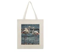 VstaDank Animal Flamingo Canvas Tote Bag with Handles Extremely Sturdy Reusable Shopping Bag Lightweight Foldable Cotton Cloth Grocery Bags Magic Aesthetic Tote Bag for Women Travel