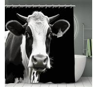 VstaDank Animal Funny Cow Head Black White Shower Curtain 71x71 Heavy Duty Polyester Cloth Bath Curtain with Hooks Thick Waterproof Shower Liner Fun Magic Decorative Bathroom Curtains for Bathtub