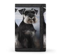 VstaDank Animal Schnauzer Dog Wallet for Men Extra Capacity Trifold Wallet Front Pocket Wallets with Magic Sticker Zipper Coin Pocket