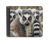 VstaDank Animals Lemur Pattern Bifold Wallet for Women Men Soft PU Leather Wallet Slim Minimalist Front Pocket Bussiness Card Holder
