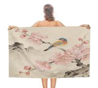 VstaDank Apricot Flowers Bath Towel Stylish Double-Faced Pile Travel Towel Soft Absorbent Beach Towel for Pool Swim Sports Camping Adults Gift 51X31 Inch