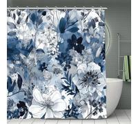 VstaDank Aqua Blue Floral Pattern Shower Curtain 71x71 Heavy Duty Polyester Cloth Bath Curtain with Hooks Thick Waterproof Shower Liner Fun Magic Decorative Bathroom Curtains for Bathtub