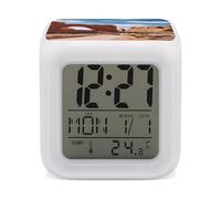 VstaDank Arches National Park Entrance Alarm Clock with 7 Color Changing Night Light Date Temp Display Wake Clocks LED Display Digital Clock Electric Desk Clocks for Living Office Bedroom Decor
