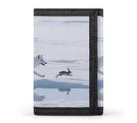 VstaDank Arctic Fox Chases Wallet Wallets Credit Card Holder Slim Minimalist Wallets with Zipper Thin Purse Trifold Wallet