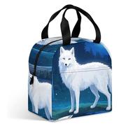 VstaDank Arctic Fox Lunch Bag Insulation Up,Cooler Bag with Storage Pocket,Lunch Box for Reusable Easy to Fold