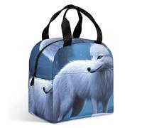 VstaDank Arctic Fox Lunch Bag Insulation Up,Cooler Bag with Storage Pocket,Lunch Box for Reusable Easy to Fold