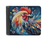 VstaDank Art Colorful Chicken Wallet PU Leather Wallet Credit Card Holder Extra Capacity Bifold Wallets for Men Women Fashion Wallets