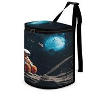 VstaDank Astronaut Crashed on The Moon Car Trash Can with Lid Hanging Garbage Bin Leak-Proof Spill-Proof Car Trash Can Large Capacity Multipurpose Trash Bin for Van Easy to Clean Dustbin