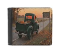 VstaDank Autumn Fall Truck PU Leather Wallet Credit Card Holder Extra Capacity Bifold Wallets for Men Women Fashion Wallet