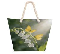 VstaDank Beach Bag for Women Hemp Rope Handle Tote Bag Casual Shopping Bag