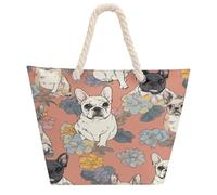VstaDank Beach Bag for Women Hemp Rope Handle Tote Bag Casual Shopping Bag