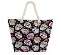VstaDank Beach Bag for Women Hemp Rope Handle Tote Bag Casual Shopping Bag