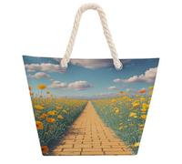 VstaDank Beach Bag for Women Hemp Rope Handle Tote Bag Casual Shopping Bag