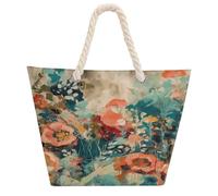 VstaDank Beach Bag for Women Hemp Rope Handle Tote Bag Casual Shopping Bag