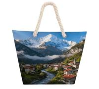 VstaDank Beach Bag for Women Hemp Rope Handle Tote Bag Casual Shopping Bag