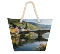 VstaDank Beach Bag for Women Hemp Rope Handle Tote Bag Casual Shopping Bag