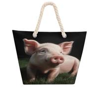 VstaDank Beach Bag for Women Hemp Rope Handle Tote Bag Casual Shopping Bag
