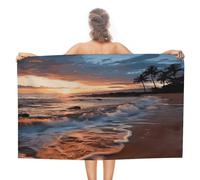 VstaDank Beach Maui Hawaii Sunset Sea Waves Clouds Bath Towel Stylish Double-Faced Pile Travel Towel Soft Absorbent Beach Towel for Pool Swim Sports Camping Adults Gift 51X31 Inch