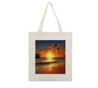 VstaDank Beach Sunrise Canvas Tote Bag Shopping Bags Handbag