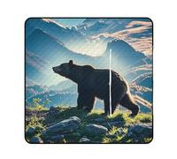 VstaDank Bear Silhouette Picnic Mat 150x150cm Extra Large Picnic Blanket with Zipper Waterproof Sandproof Beach Blanket Portable Beach Mat Foldable Camping Blankets for Park Grass Lawn Travel